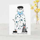 Crabby Old Lady mit COVID Mask Karte (Gelbe Blume)