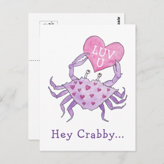 Crabby Valentine Postkarte (Vorne/Hinten)