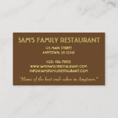 Crabcakes Cracks Koch Meeresfrüchte Restaurant Visitenkarte (Rückseite)