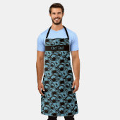 Crabs Blue Pattern Seafood Personalisiert Schürze (Getragen)