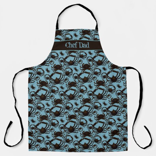 Crabs Blue Pattern Seafood Personalisiert Schürze (Vorderseite)