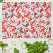 Crabs Patternx4 Black BG Geschirrtuch (Gefaltet)