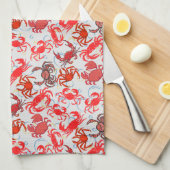 Crabs Patternx4 Black BG Geschirrtuch (Viertel Falte)