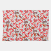 Crabs Patternx4 Black BG Geschirrtuch (Horizontal)