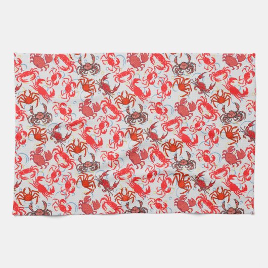 Crabs Patternx4 Black BG Geschirrtuch (Horizontal)