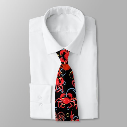 Crabs Patternx4 Black BG Krawatte (Gebunden)