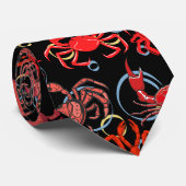 Crabs Patternx4 Black BG Krawatte (Gerollt)