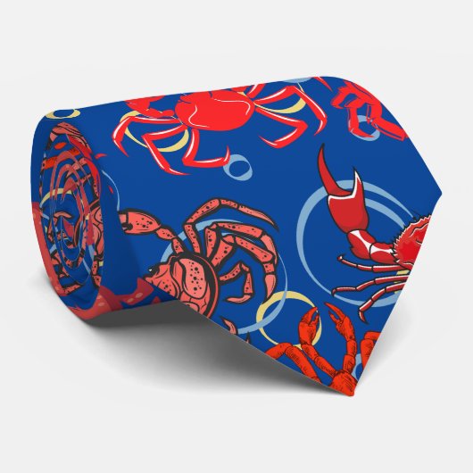 Crabs Patternx4 Blue BG Krawatte (Gerollt)