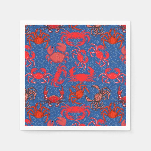 Crabs Patternx4 Blue BG Serviette (Vorderseite)