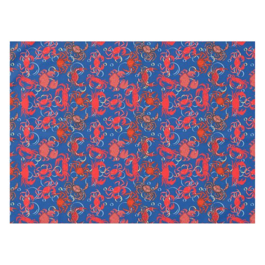 Crabs Patternx4 Blue BG Tischdecke (Vorderseite (Horizontal))