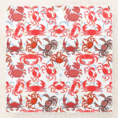 Crabs Patternx4 Off White BG Glasuntersetzer (Vorderseite)