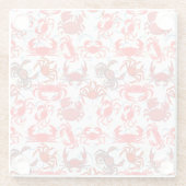 Crabs Patternx4 Off White BG Glasuntersetzer (Rückseite)