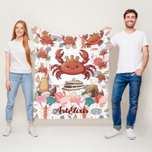 Crabs Print Fleecedecke