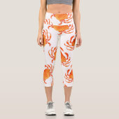 Crabs Wasserfarbe: Weißes Hintergrundmuster Capri Leggings (Vorderseite)