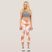 Crabs Wasserfarbe: Weißes Hintergrundmuster Capri Leggings (Vorderseite)