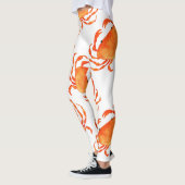 Crabs Wasserfarbe: Weißes Hintergrundmuster Leggings (Links)