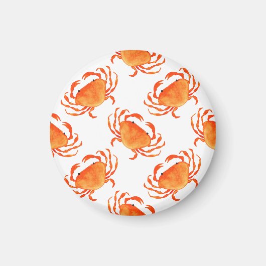Crabs Wasserfarbe: Weißes Hintergrundmuster Magnet (Vorne)