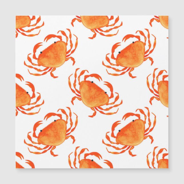 Crabs Wasserfarbe: Weißes Hintergrundmuster Magnetkarte (Vorderseite)