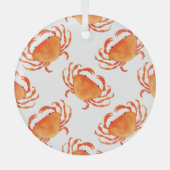 Crabs Wasserfarbe: Weißes Hintergrundmuster Ornament Aus Glas (Vorderseite)