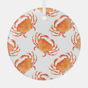 Crabs Wasserfarbe: Weißes Hintergrundmuster Ornament Aus Glas