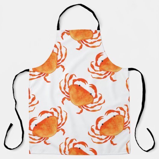 Crabs Wasserfarbe: Weißes Hintergrundmuster Schürze (Vorderseite)