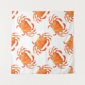 Crabs Wasserfarbe: Weißes Hintergrundmuster Wandteppich (Vorderseite (Horizontal))