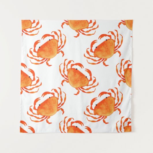 Crabs Wasserfarbe: Weißes Hintergrundmuster Wandteppich (Vorderseite)