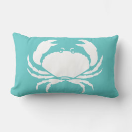 CRABS WHITE auf aquamarin blauem Kissen
