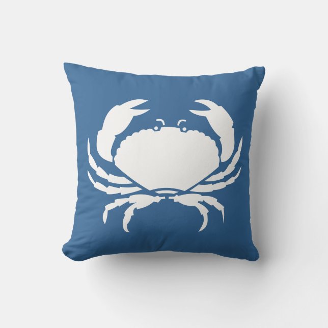 CRABS WHITE auf blauem Kissen (Vorderseite)