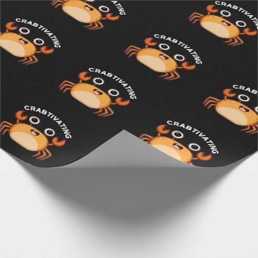 Crabtivating Funny Crab Pun Dark BG Geschenkpapier (Ecke)