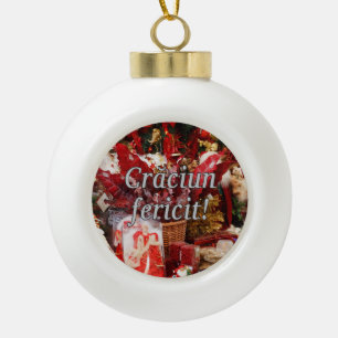 Crăciun fericit! Frohe Weihnachten im rumänische Keramik Kugel-Ornament