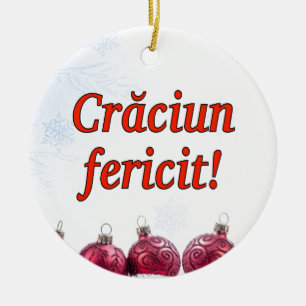 Crăciun fericit! Frohe Weihnachten in rumänische Keramik Ornament