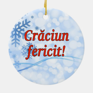 Crăciun fericité! Frohe Weihnachten in Rumänisch r Keramik Ornament