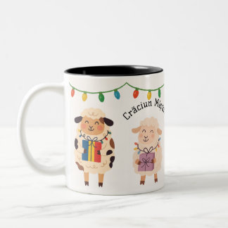 Crăciun Mișto Sheep Gift Romanian Holiday Zweifarbige Tasse