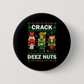 Crack Deez Nuts Funny Christmas Button (Vorderseite)