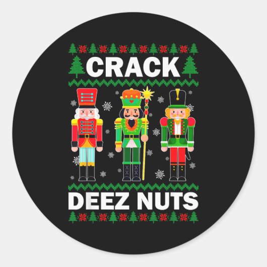 Crack Deez Nuts Funny Christmas Runder Aufkleber (Vorderseite)