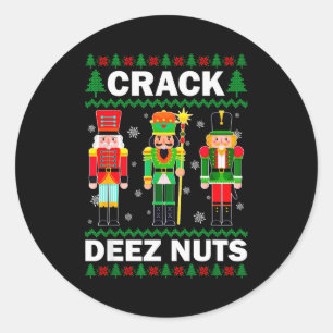 Crack Deez Nuts Lustiges Weihnachten Runder Aufkleber