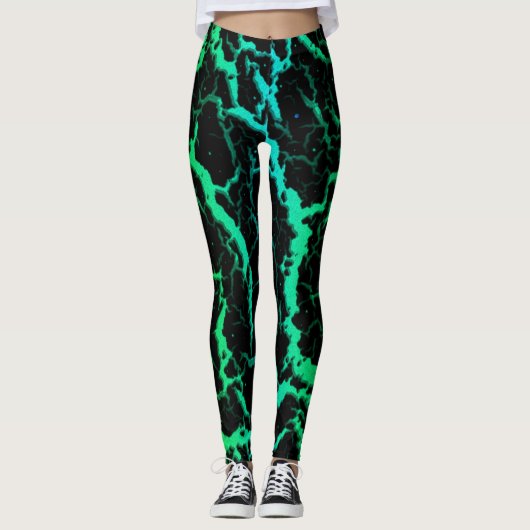 Cracke Space Lava - Grün/Cyan Leggings (Vorderseite)