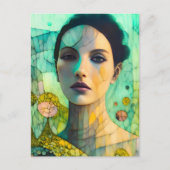 Cracked Beautiful Frau Postkarte (Vorderseite)