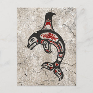 Cracked Blue and Black Haida Spirit Killer Whale Postkarte