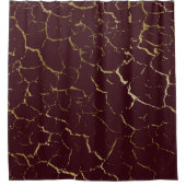 Cracked Burgundy Maroon Bordeaux Gold Luxury Duschvorhang (Vorderseite)