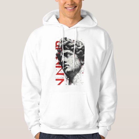 Cracked Classical Bust Trash Polka Art Hoodie (Vorderseite)