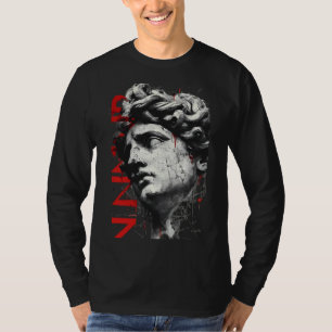 Cracked Classical Bust Trash Polka Art Langarmshir T-Shirt