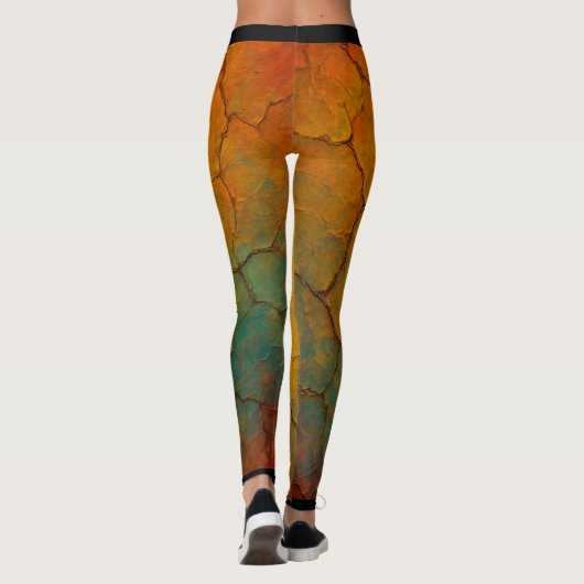 Cracked Earth Abstrakt Textur Leggings (Rückseite)