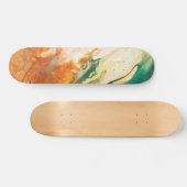 Cracked Earth Teal Orange Abstract Skateboard (Horizontal)