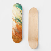 Cracked Earth Teal Orange Abstract Skateboard (Vorderseite)
