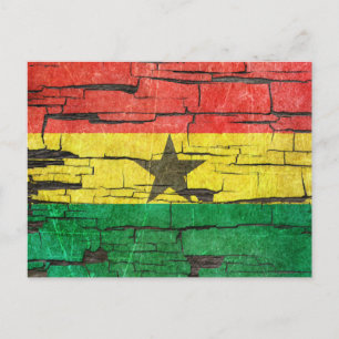 Cracked Ghana Flag Peeling Paint Effect Postkarte