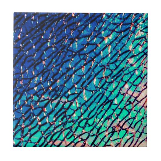 Cracked Metallic Mirror Blue und Green Fliese (Vorderseite)