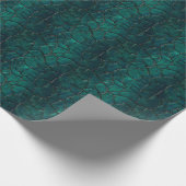 Cracked Metallic Royal Aquamarin Green Foil Textur Geschenkpapier (Ecke)