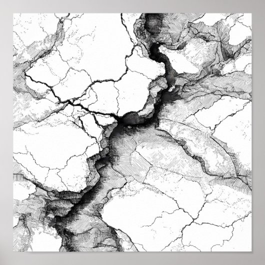 Cracked Mineral Vein Decoupage Template Line Art Poster (Vorne)
